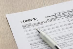 Closeup of Form 1040-X