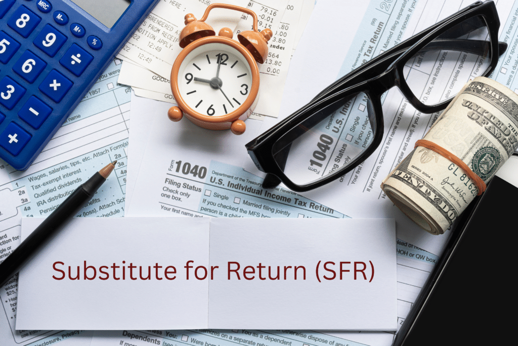 substitute for return (SFR)  text on white paper